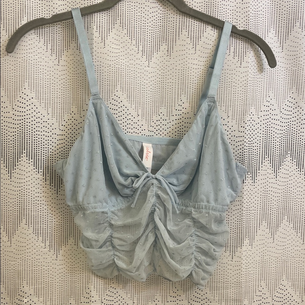 Colsie Light Blue Ruched Crop Top